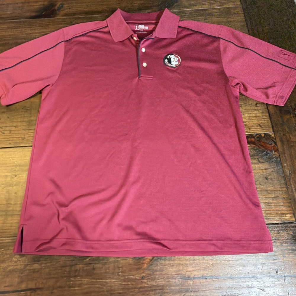 PGA Tour Florida State Seminoles Polo Mens Large Garnet FSU Golf Shirt NCAA